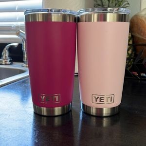 Set of 2 20oz Yeti tumblers, prickly pear pink and ice pink